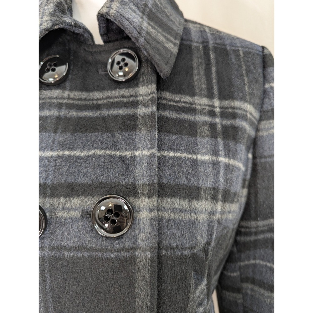 Maralyn & Me Gray and Black Wool Blend Plaid Peacoat Women's Size Medium - Picture 5 of 9